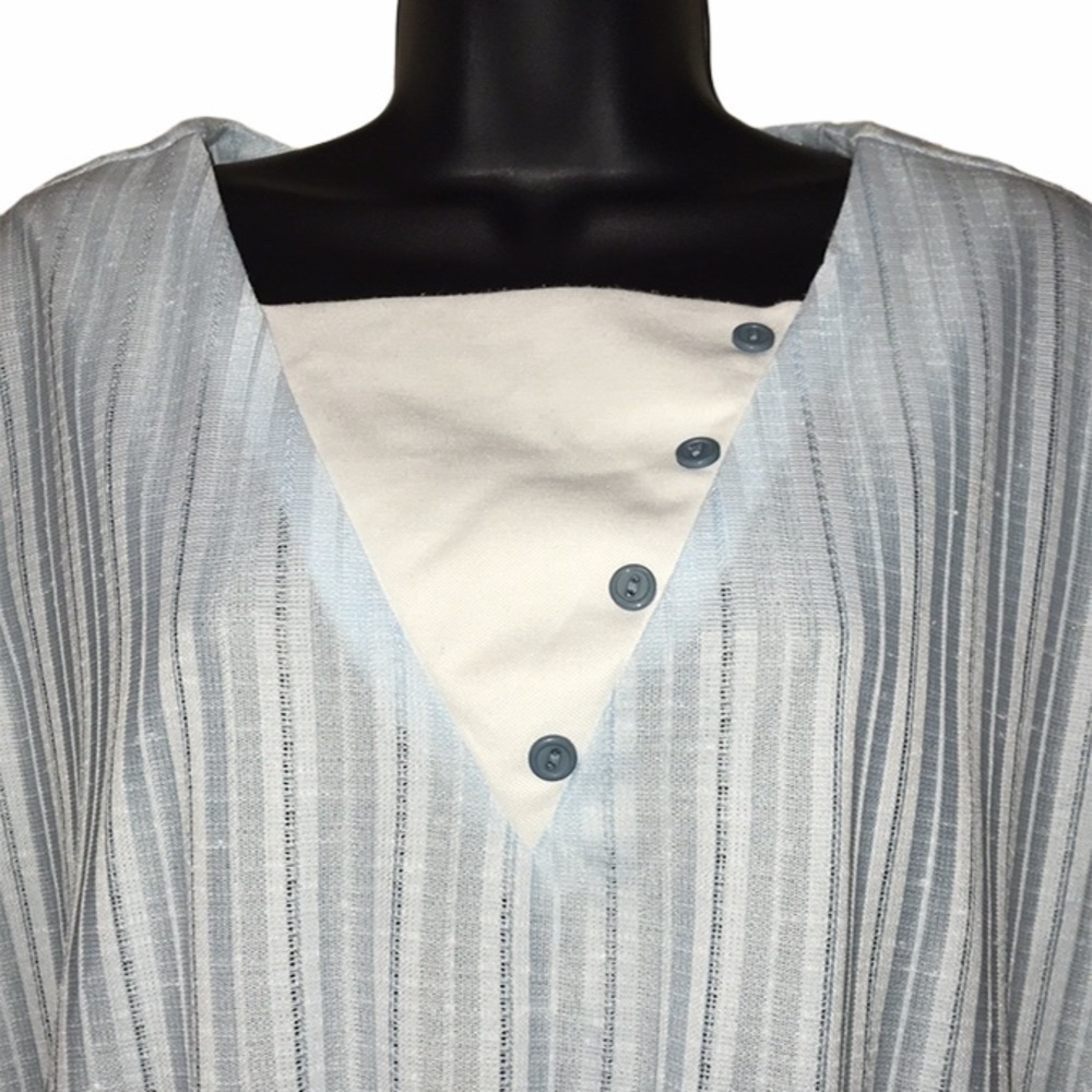 Vintage Pale Blue/White Union Made Dress~sz 20 1/2~MCM Style